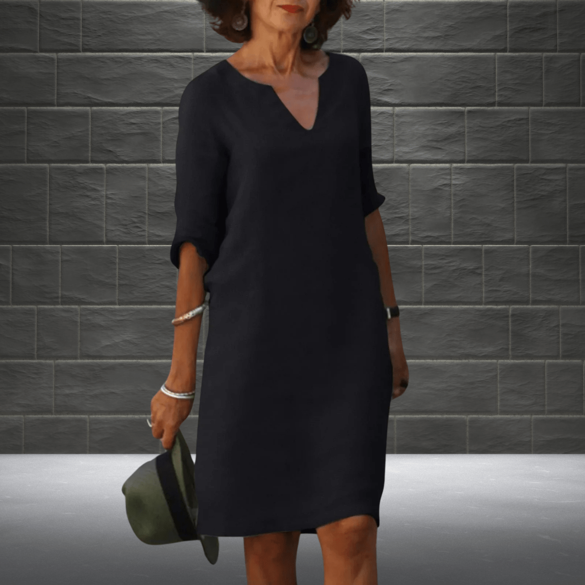 Dames Midi Zomerjurk V-hals Korte Mouwen Losse Pasvorm Casual Lente Zomer - Blauw / Groen / Oranje - Maelen