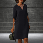 Dames Midi Zomerjurk V-hals Korte Mouwen Losse Pasvorm Casual Lente Zomer - Blauw / Groen / Oranje - Maelen