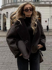 Lucia bruine leren jas dames met fleece voering – vintage stijl & warmte