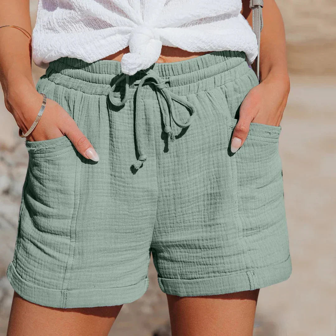 Linnen Shorts Dames Elastische Taille | Luchtig en Loose Fit – Casa Rivella