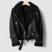 Amy | Leren Jas Suède Afwerking | Ultiem Comfort en Warmte met Sherpa Voering