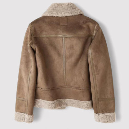 Amy | Leren Jas Suède Afwerking | Ultiem Comfort en Warmte met Sherpa Voering
