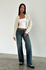 Roja | Straight-Leg Jeans Dames met Lage Taille - Trendy, Relaxed en Veelzijdig - Zwartgrijs