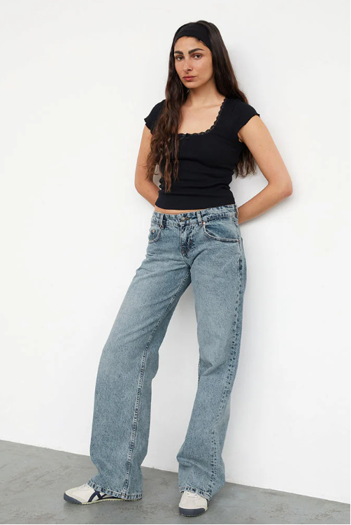 Roja | Straight-Leg Jeans Dames met Lage Taille - Trendy, Relaxed en Veelzijdig - Zwartgrijs
