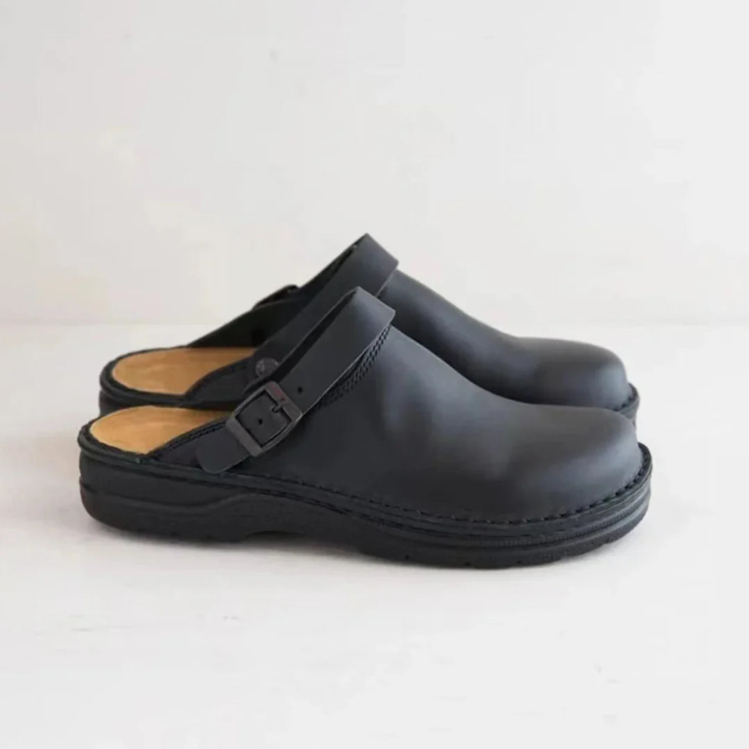 Lorenzo Instappers | Unisex Leren Pantoffels met Antislipzool en Luxe Binnenvoering
