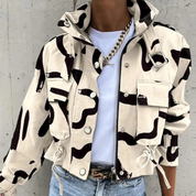Demi | Stijlvolle Tussenjas Dames Cropped Bomberjack - Stoere Kraag, Trendy en Veelzijdig - Beige/Zwart / Groen