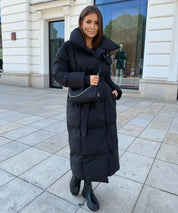 Giulia Lange gewatteerde dames winterjas – stijlvolle puffer coat met taille-riem