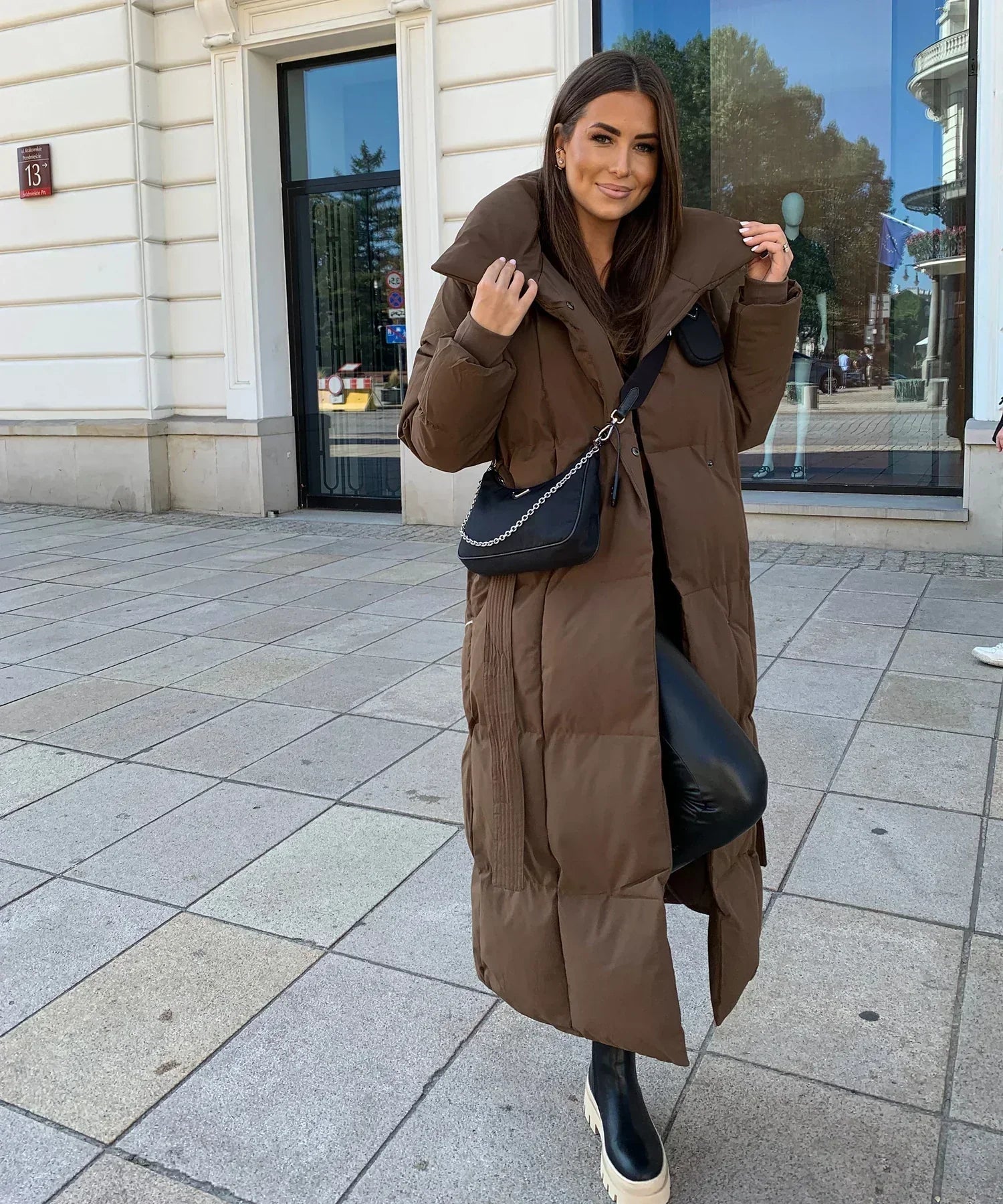 Giulia Lange gewatteerde dames winterjas – stijlvolle puffer coat met taille-riem