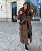 Giulia Lange gewatteerde dames winterjas – stijlvolle puffer coat met taille-riem