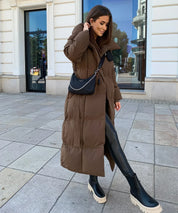 Giulia Lange gewatteerde dames winterjas – stijlvolle puffer coat met taille-riem