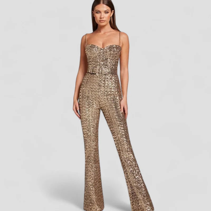 Elena Jumpsuit | Glamoureuze Damesjumpsuit met Verstelbare Taille en Luxe Details