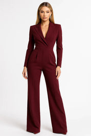 Vittoria Luxe blazer jumpsuit dames – elegante V-hals jumpsuit met wide-leg pasvorm