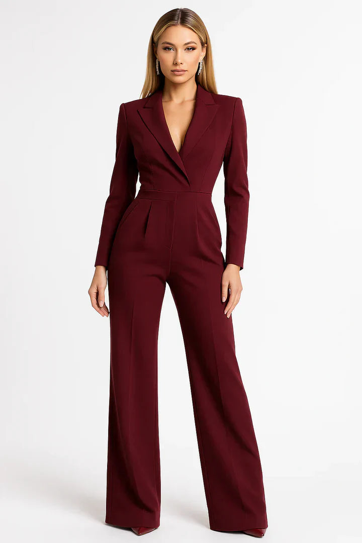 Vittoria Luxe blazer jumpsuit dames – elegante V-hals jumpsuit met wide-leg pasvorm