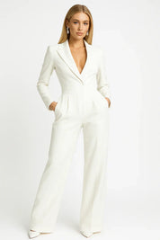 Vittoria Luxe blazer jumpsuit dames – elegante V-hals jumpsuit met wide-leg pasvorm