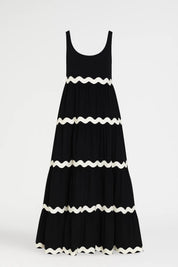 Gehaakte Maxi Jurk Dames Boho Zomer Mouwloos - Zwart / Blauw / Wit - Maelen