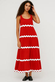 Gehaakte Maxi Jurk Dames Boho Zomer Mouwloos - Zwart / Blauw / Wit - Maelen