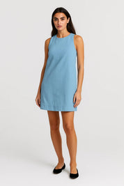 Mouwloze Mini Jurk Dames Rechte Snit Casual Zomer - Lichtblauw / Zwart / Beige - Maelen