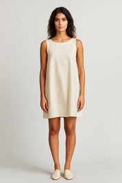 Mouwloze Mini Jurk Dames Rechte Snit Casual Zomer - Lichtblauw / Zwart / Beige - Maelen