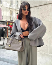 Valentina Blazer | Cropped Blazer met Oversized Mouwen en Gestructureerd Design voor City Looks