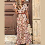 Dames Boho Maxi Jurk Bloemenprint met Riem Vintage Casual Zomer - Rood / Blauw / Groen - Maelen