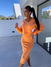 Matching Set Dames Sweatshirt En Midi Rok | Co-ord Set Elegant En Casual – Nova Milana