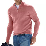 Easton Pullover | Heren V-hals met rits trui van katoenmix met tijdloze pasvorm