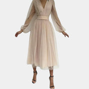 Noa Midi-Jurk | Luchtige Midi-Jurk van Semi-Transparant Polyester met Elegante Uitstraling