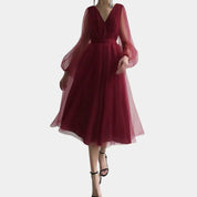 Noa Midi-Jurk | Luchtige Midi-Jurk van Semi-Transparant Polyester met Elegante Uitstraling