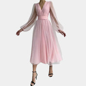 Noa Midi-Jurk | Luchtige Midi-Jurk van Semi-Transparant Polyester met Elegante Uitstraling