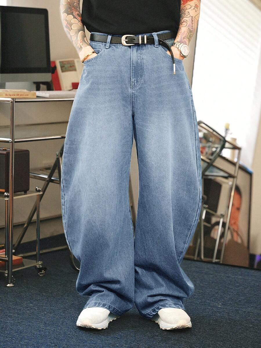 Lorenzo Jeans | Heren Baggy Jeans met Retro-Wassing en Wijde Pasvorm