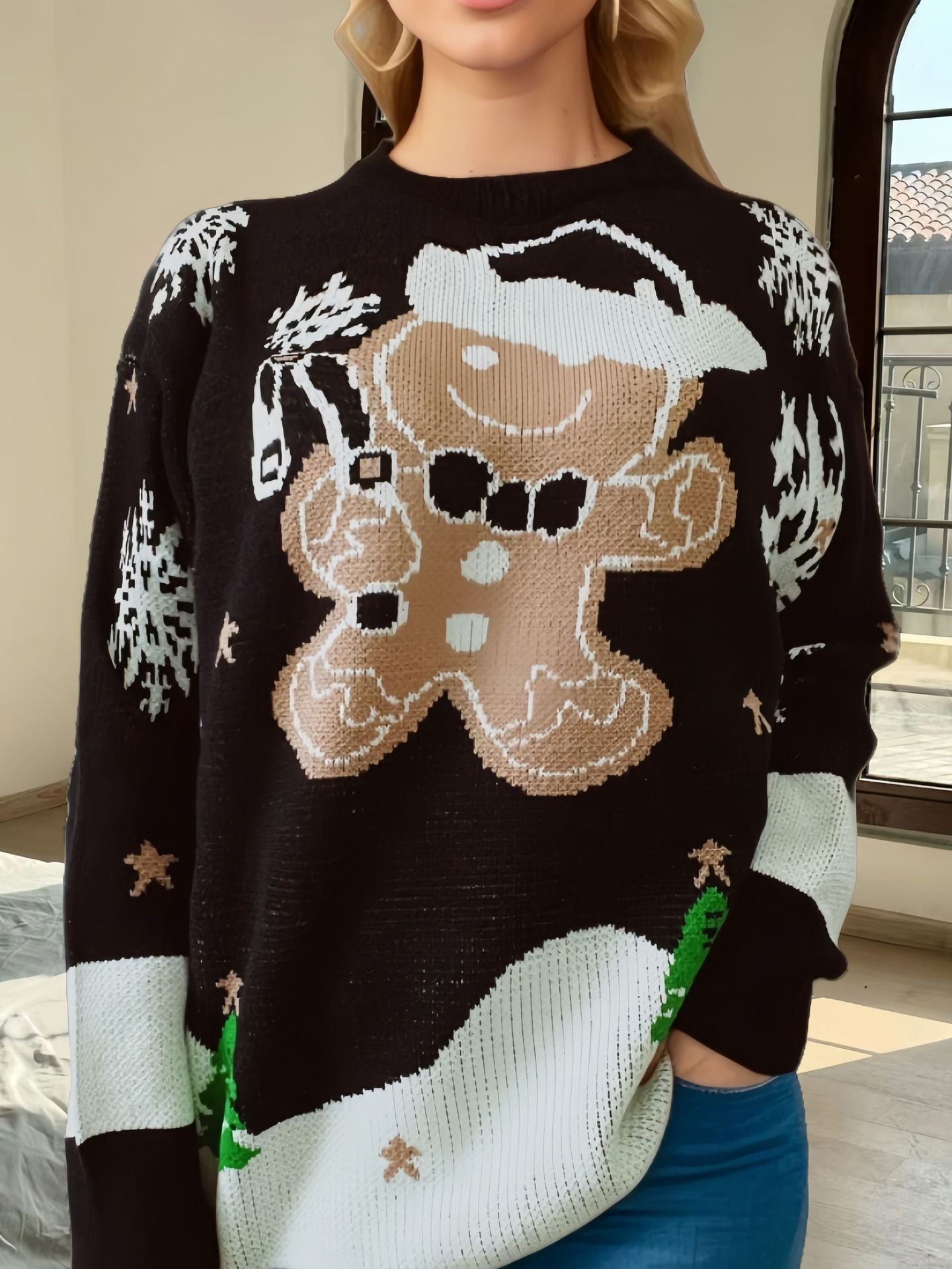 Sofia Kersttrui | Rode Damestrui met Kerstkoek motief en Feestelijke Details