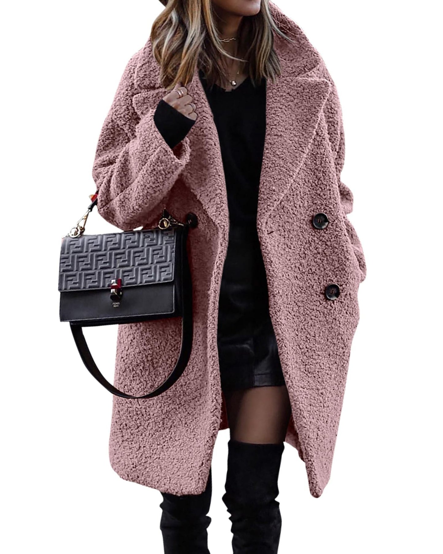 Adira Jas | Elegante Lange Pluche Damesjas voor Herfst en Winter
