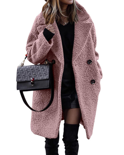 Adira Jas | Elegante Lange Pluche Damesjas voor Herfst en Winter