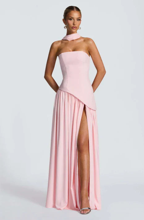 Dames Luxe Maxi Galajurk Vloeiend Satijn Avondkleding Feestelijk - Rood / Roze / Geel - Maelen