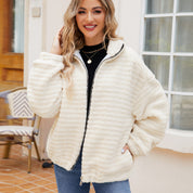 Mila Fleecejas | Zachte Damesjas van Katoenfleece met Rits en Zakken