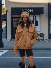 Valentina Suède Jas | Trendy Damesjas met Afneembare Bontkraag