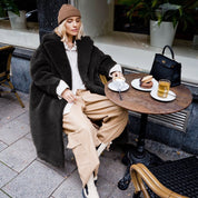 Isabella Teddy Jas | Lange Dames Jas van Zacht Teddy Fleece met Brede Kraag en Comfortabele Pasvorm