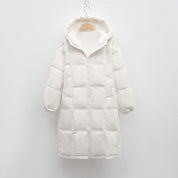 Chiara Dames lange gewatteerde winterjas – warme jas met capuchon en ritszakken