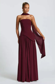 Dames Luxe Maxi Galajurk Vloeiend Satijn Avondkleding Feestelijk - Rood / Roze / Geel - Maelen