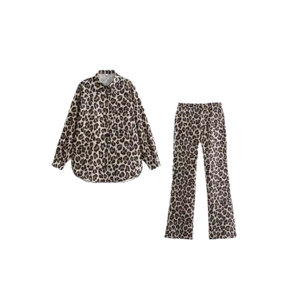 Alessia Broek | Wijde Damesbroek met Leopardenprint en Elastische Taille