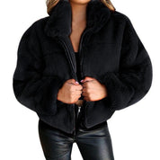 Alessia Faux Fur Coat | Oversized Mid-Length Damesjas met Hoge Kraag en Ritssluiting