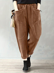 Valeria Broek | Dames Corduroy Broek met Losse Pasvorm en Praktische Zakken