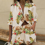 Addilynnn Set | Tropische Zomerset met Bladprint, Los Shirt &amp; Short