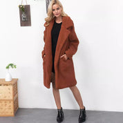 Isabella Teddy Jas | Lange Dames Jas van Zacht Teddy Fleece met Reverskraag