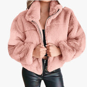 Alessia Faux Fur Coat | Oversized Mid-Length Damesjas met Hoge Kraag en Ritssluiting
