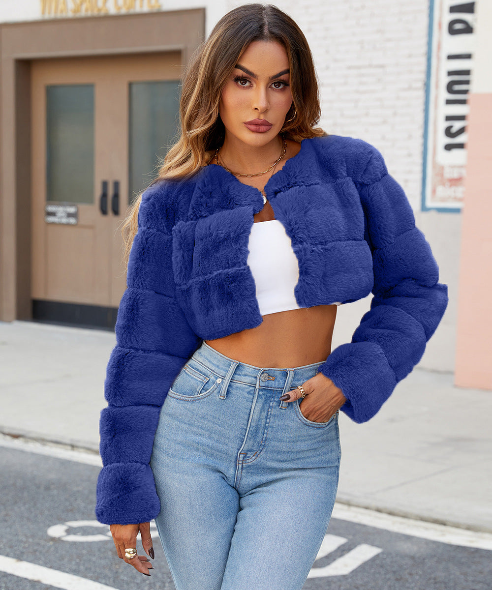 Elena Gewatteerde Jas | Korte Dames Jas van Zacht Kunstbont met Trendy Gestikt Design