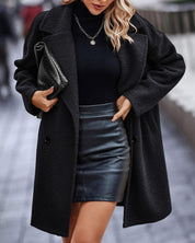 Adira Jas | Elegante Lange Pluche Damesjas voor Herfst en Winter