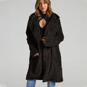 Valentina Fleecejas | Lange Dames Jas van Zacht Fleece met Brede Kraag en Oversized Pasvorm