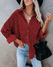 Serafina Top | Fluwelen Dames Top met Knoopsluiting en Vintage Uitstraling