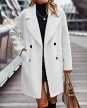 Adira Jas | Elegante Lange Pluche Damesjas voor Herfst en Winter